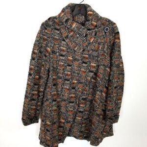 Eva Tralala Women Wool Blend Cardigan‎ Sz M Chunky Knit Shawl Collar One Button